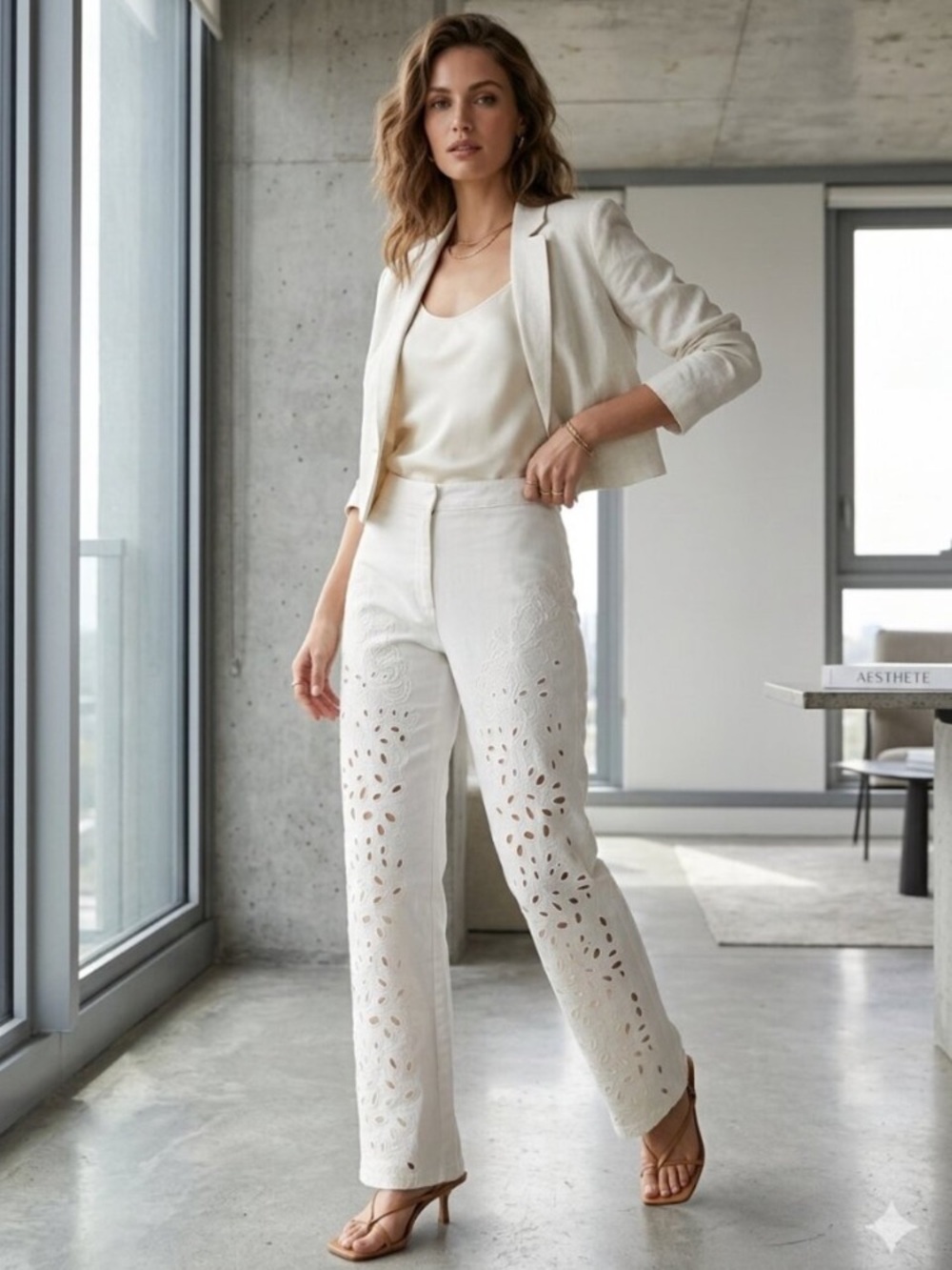Joseph Ribkoff Off-White Cut Out Pants Size 8